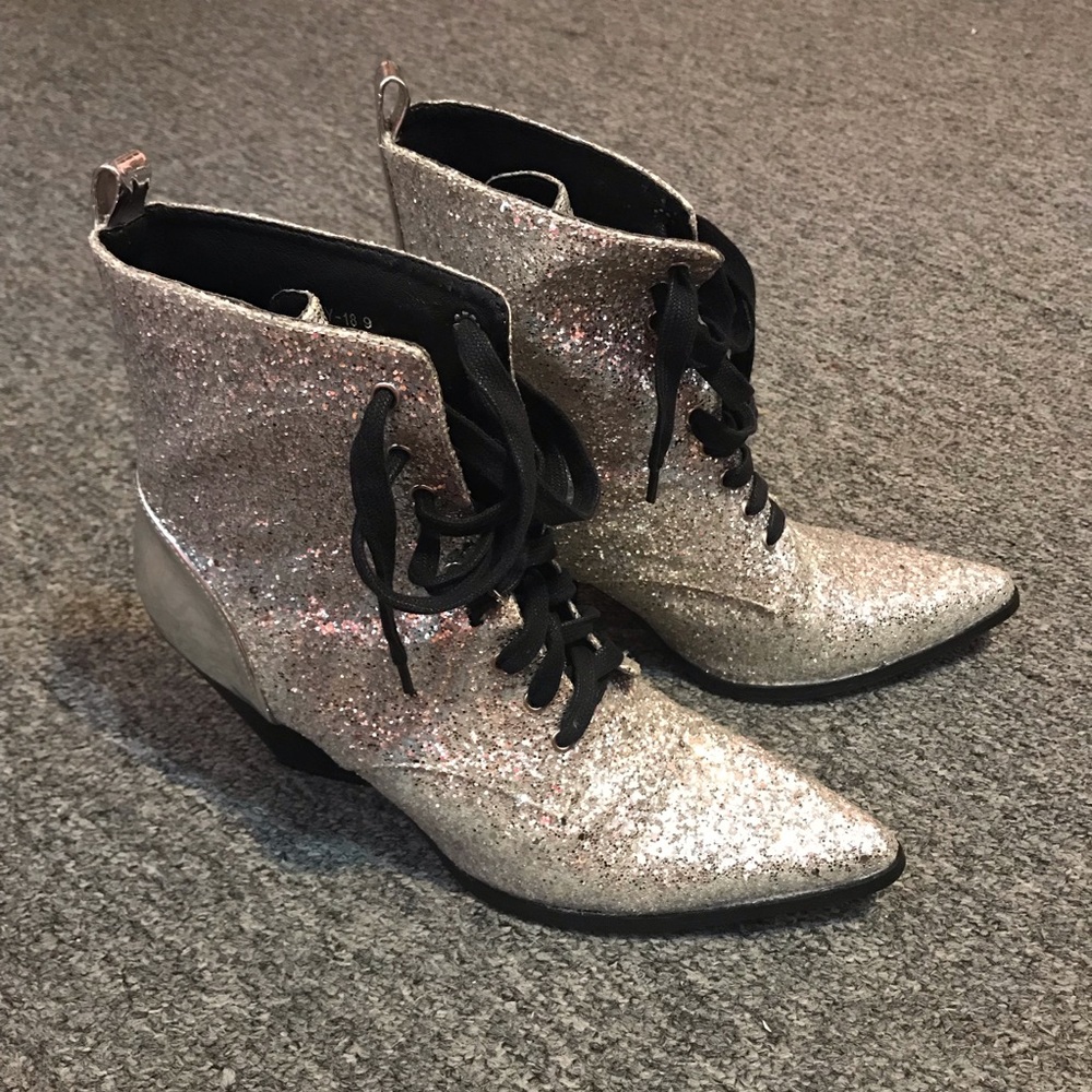 Silver glitter sparkle boots